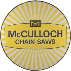 Mcculloch Chain Saw tin sign embossed 35.5" round