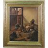 Framed original Oil Painting of Men Gambling