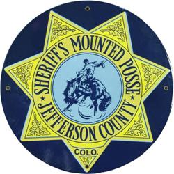 Sheriff's Mounted Posse Porcelain Sign  NOS