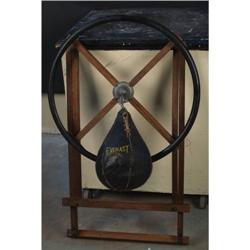 Early Everlast Boxing speed bag with oak wall bracket