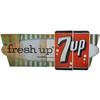 Rare & HTF "7-Up"  4 panel Hi-way Sign  Tin on Wood