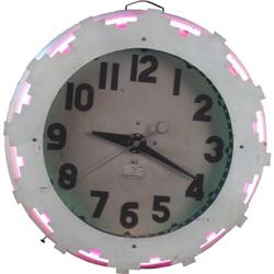 Neon Gas Station Clock by ENCC Pink & Green