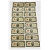Image 1 : Lot of 16 Red Seal 1928 $2 Notes