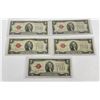 Image 2 : Lot of 7 Red Seal 1928 $2 Notes