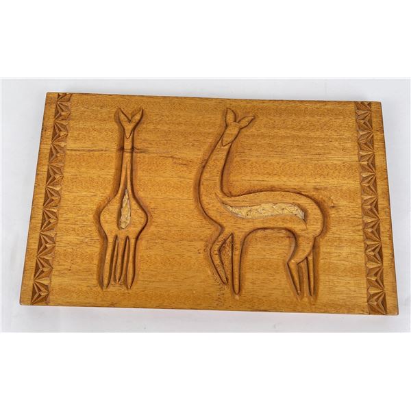 African Gerenuk Giraffe Gazelle Wood Plaque