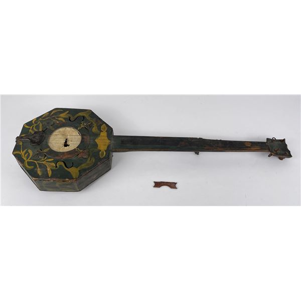 Antique Folk Art Handmade Painted Banjo