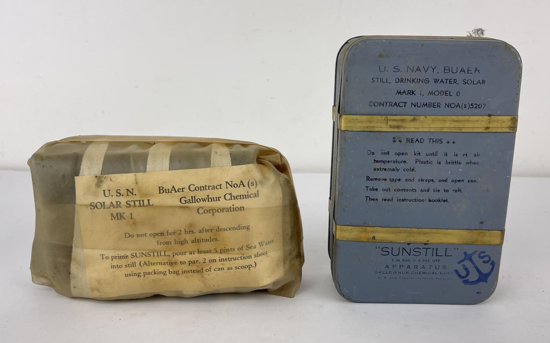 WW2 US Navy Pilot Solar Stills - Life Raft Kits