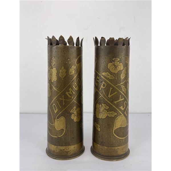 Pair of WW1 French Trench Art Shell Casings