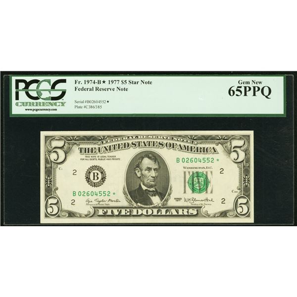 1977 $5 STAR New York FRN PCGS 65PPQ