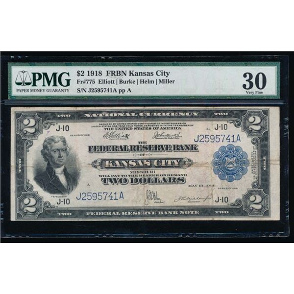 1918 $2 Kansas City FRBN PMG 30