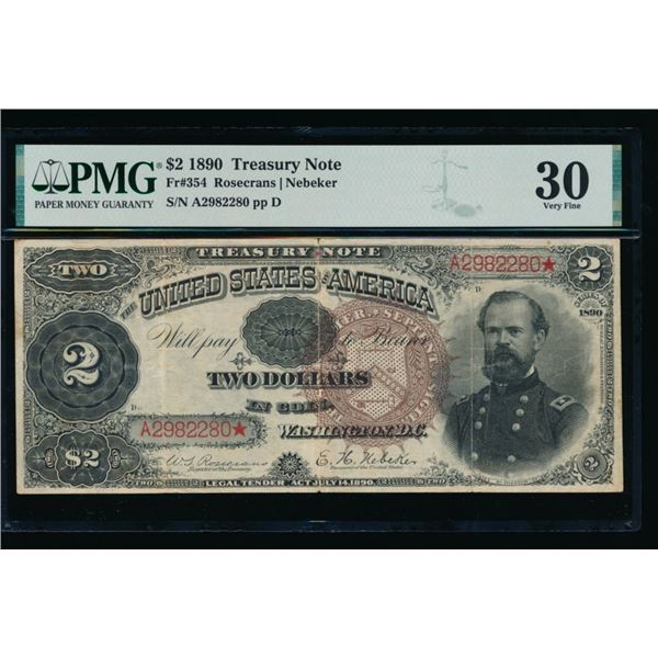 1890 $2 Treasury Note PMG 30