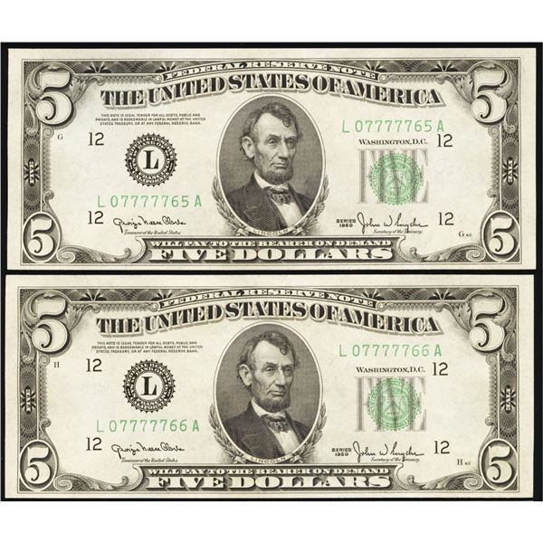 1950 $5 Consecutive San Francisco Federal Reserve Notes