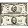 Image 1 : 1950 $5 Consecutive San Francisco Federal Reserve Notes