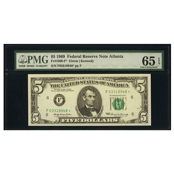 1969 $5 STAR Atlanta FRN PMG 65EPQ