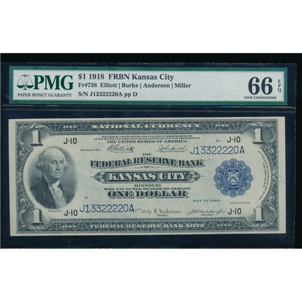 1918 $1 Kansas City FRBN PMG 66EPQ