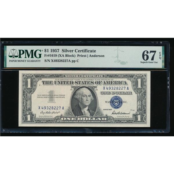 1957 $1 Silver Certificate PMG 67EPQ