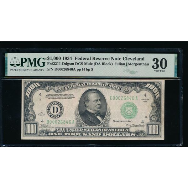 1934 $1000 Cleveland FRN PMG 30