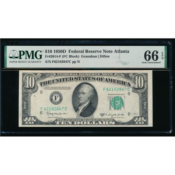 1950D $10 Atlanta FRN PMG 66EPQ