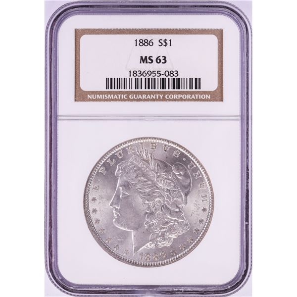 1886 $1 Morgan Silver Dollar Coin NGC MS63
