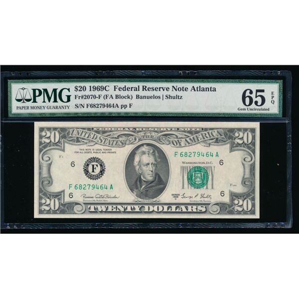 1969C $20 Atlanta FRN PMG 65EPQ