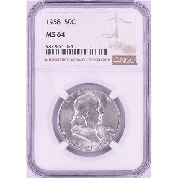 1958 Franklin Half Dollar Coin NGC MS64