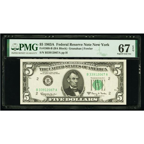 1963A $5 New York FRN PMG 67EPQ