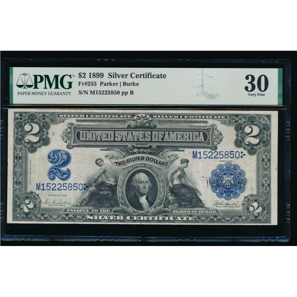 1899 $2 Mini Porthole Silver Cert PMG 30