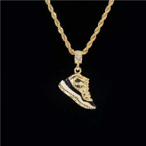 14 Kt Gold Plated High Top Shoe Rope Chain Pendant