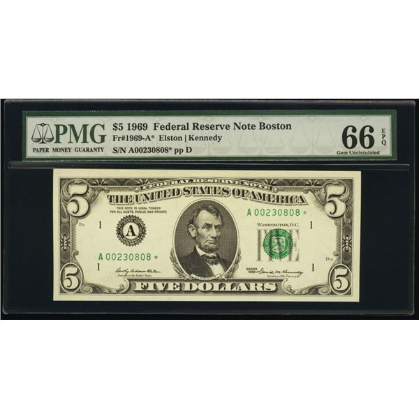 1969 $5 STAR Boston FRN PMG 66EPQ