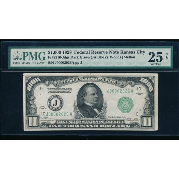 1928 $1000 Kansas City FRN PMG 25NET