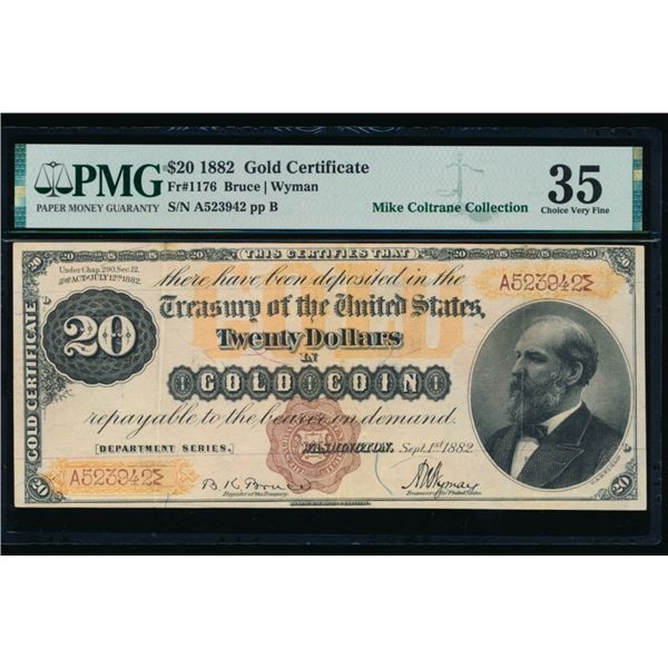 1882 $20 Gold Certificate PMG 35