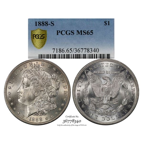 1888-S $1 Morgan Silver Dollar Coin PCGS MS65