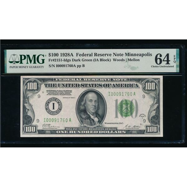 1928A $100 Minneapolis FRN PMG 64EPQ