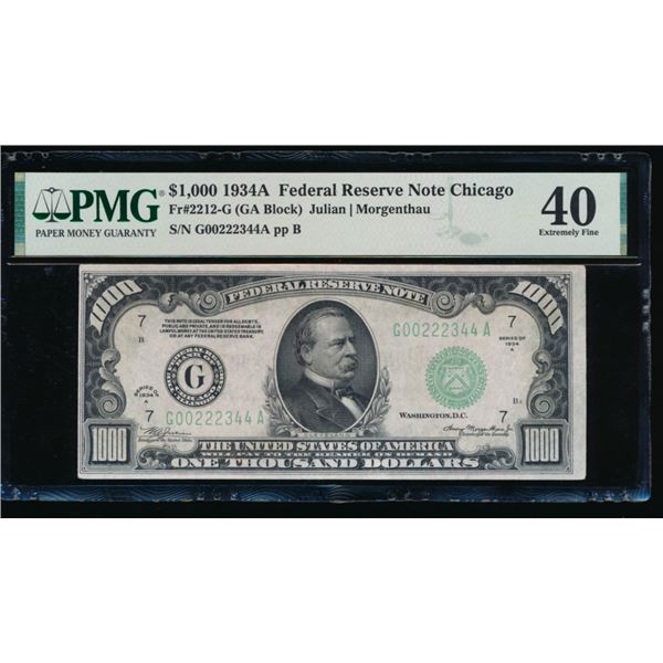 1934A $1000 Chicago FRN PMG 40