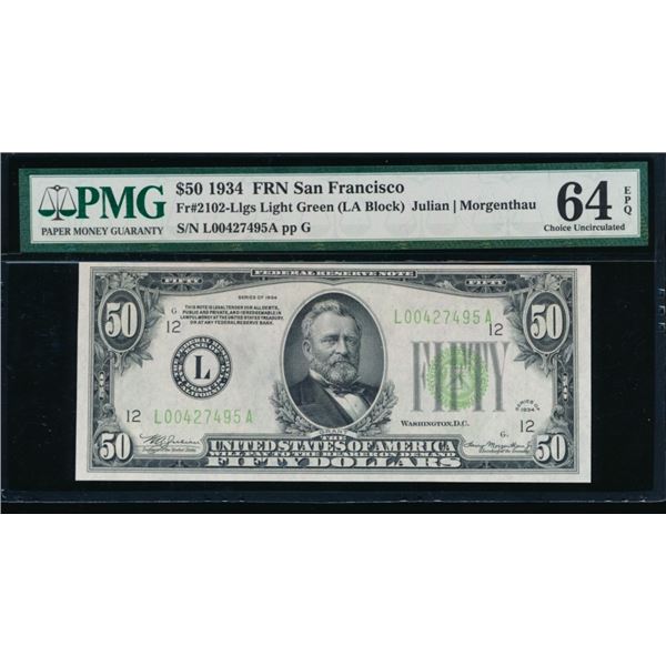 1934 $50 San Francisco FRN PMG 64EPQ