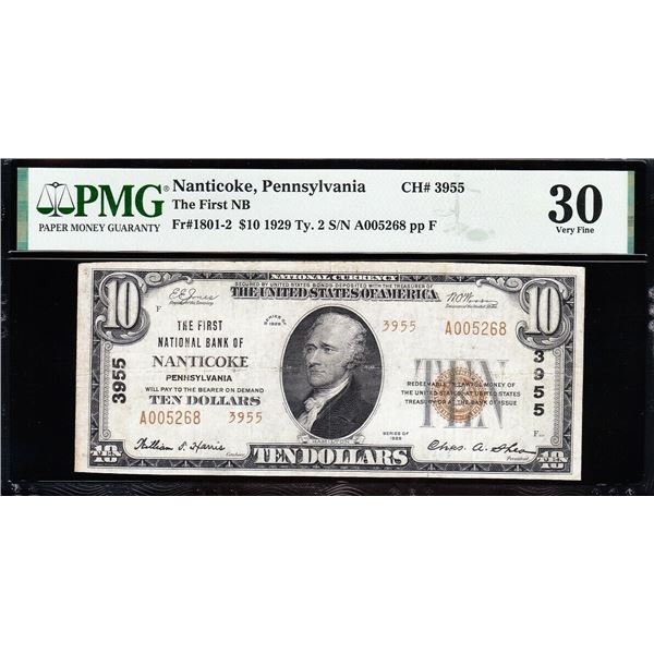 1929 $10 Nanticoke PA National PMG 30
