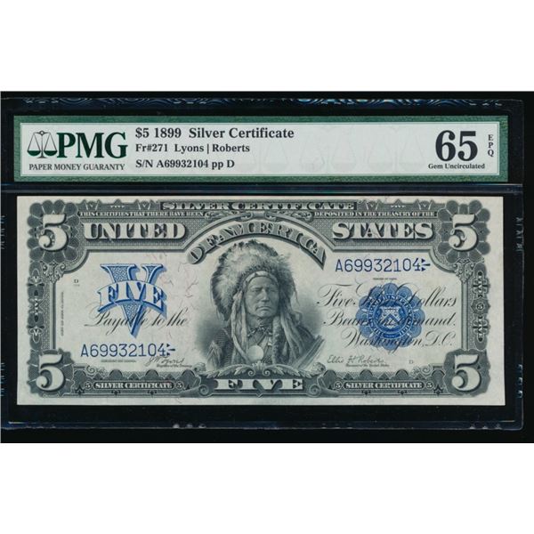 1899 $5 Chief Silver Certificate PMG 65EPQ