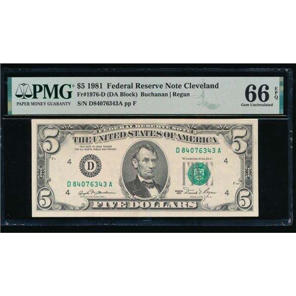 1981 $5 Cleveland FRN PMG 66EPQ