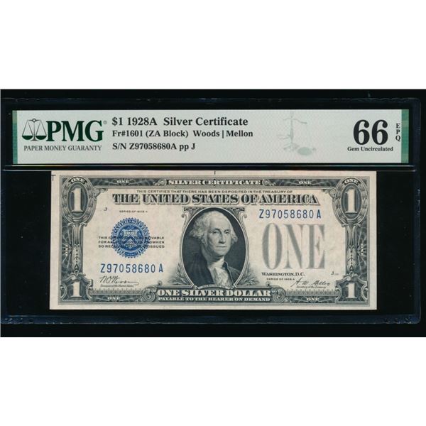 1928A $1 Silver Certificate PMG 66EPQ