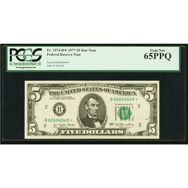 1977 $5 STAR New York FRN PCGS 65PPQ