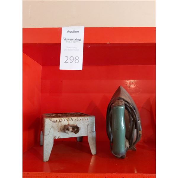 Antique Iron and Single Burner Appliance A