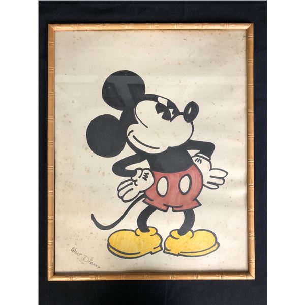 1970'S 16X20FRAMED MICKEY MOUSE PRINT