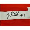 Image 2 : Ohio State Buckeyes Justin Fields Autographed Red Jersey (Beckett COA)