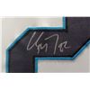 Image 2 : CHRISTIAN MCAFFREY SIGNED AND FRAMED PANTHERS JERSEY ( BECKETT COA) 24 X 36