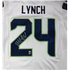 Image 2 : MARSHAWN LYNCH SIGNED SEAHAWKS PRO NIKE WHITE JERSEY (COA)