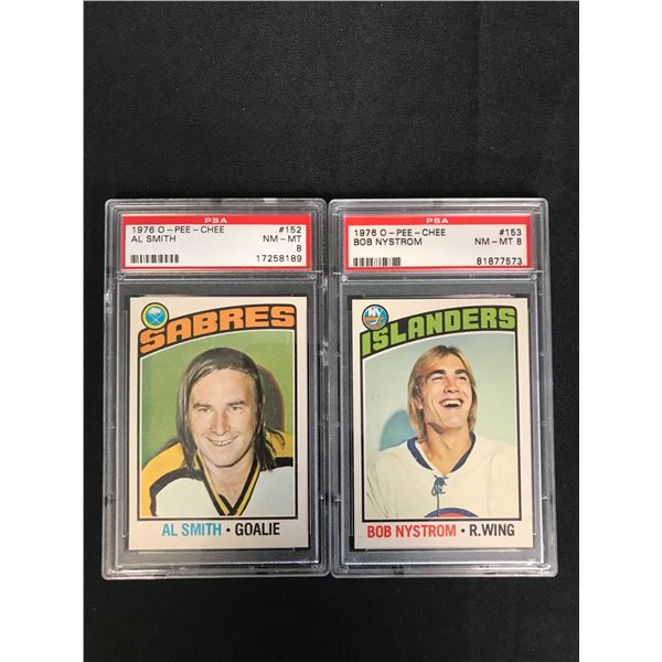 1976 O-PEE-CHEE GRADED HOCKEY CARD LOT (#152 AL SMITH/ #153 BOB NYSTROM)