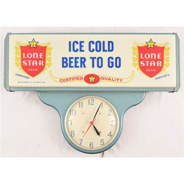 Lone Star Beer Lighted Sign & Clock 1940's