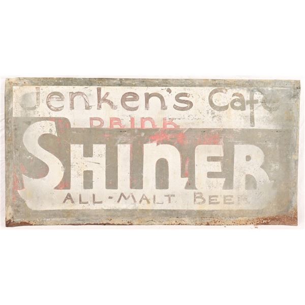 Shiner Beer/Jenkens Cafe Thin Painted Tin Sign
