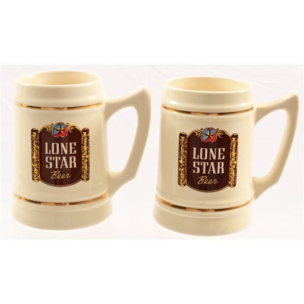 1942 Lone Star Beer Gold Rim Steins & Ashtray