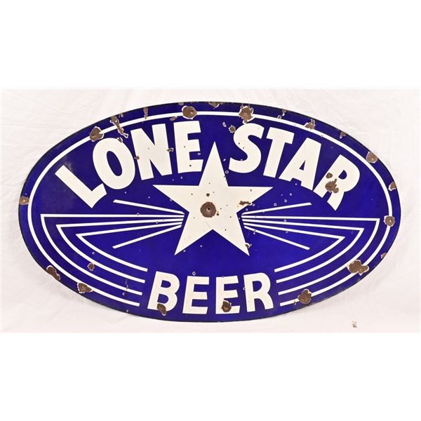 Lone Star Beer Lightning Bolt Porcelain Sign